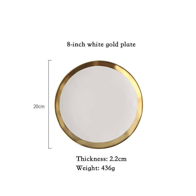 Heritage Gold-Rimmed Dessert Dish